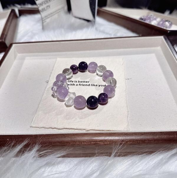Purple Aurora Lavender Amethyst Double-Pointed Clear Quartz Clear Quartz Bracelet Purple Aurora Lavender Amethyst Double-Pointed Clear Quartz Clear Quartz Bracelet